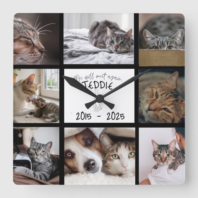 Custom Pet Memorial Photo Wall Square Wall Clock (Front)