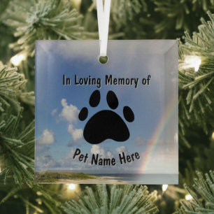 Custom Pet Memorial Rainbow Glass Ornament