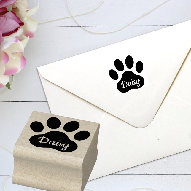 Custom Pet Name Paw Print Signature Rubber Stamp (Creator Uploaded)