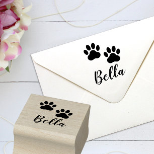 Custom Pet Name Paw Prints Signature Rubber Stamp