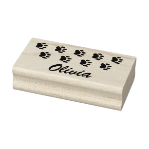 Custom Pet Name Paw Prints Signature Rubber Stamp