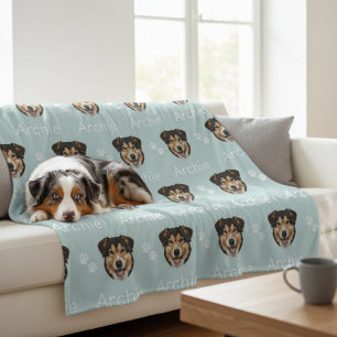 Custom Pet Name Photo Dog Fleece Blanket