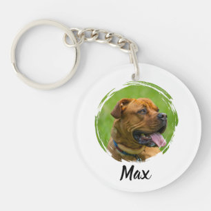 Custom Pet Name & Photo Modern Typography Person Keychain