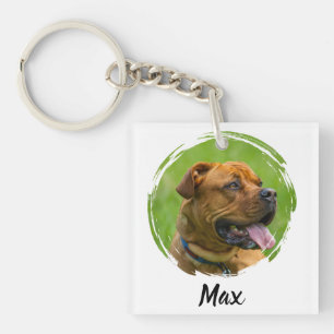 Custom Pet Name & Photo Modern Typography Person Keychain