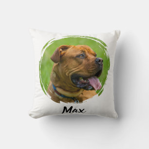 Custom Pet Name & Photo Modern Typography Person Throw Pillow