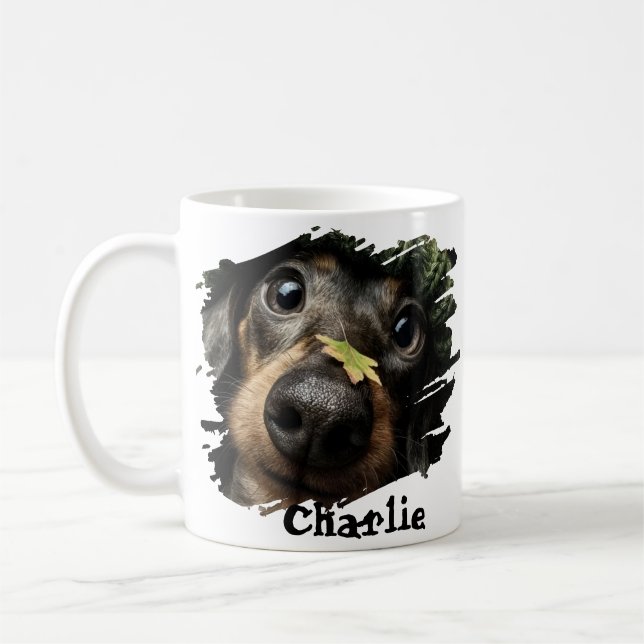 Custom Pet Name Photo Pet Lover Gift Typography Coffee Mug (Left)