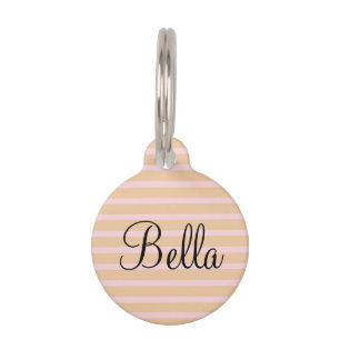 Custom Pet Name Pink Peach Taffy Stripes Pet Tag