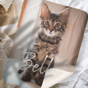 Custom Pet Name Typography and Photo Sherpa Blanket