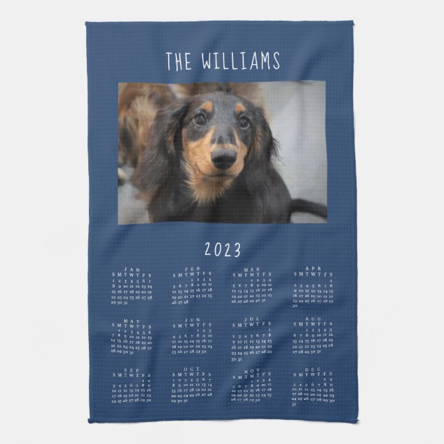 Custom Pet Photo 2023 Calendar Kitchen Towel (Vertical)