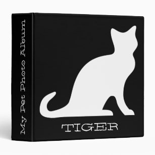 Custom pet photo album with white cat silhouette binder
