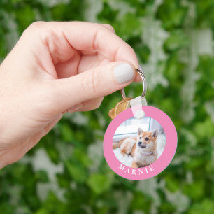Custom Pet Photo and Name Double Sided Keychain