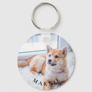 Custom Pet Photo and Name Double Sided Keychain