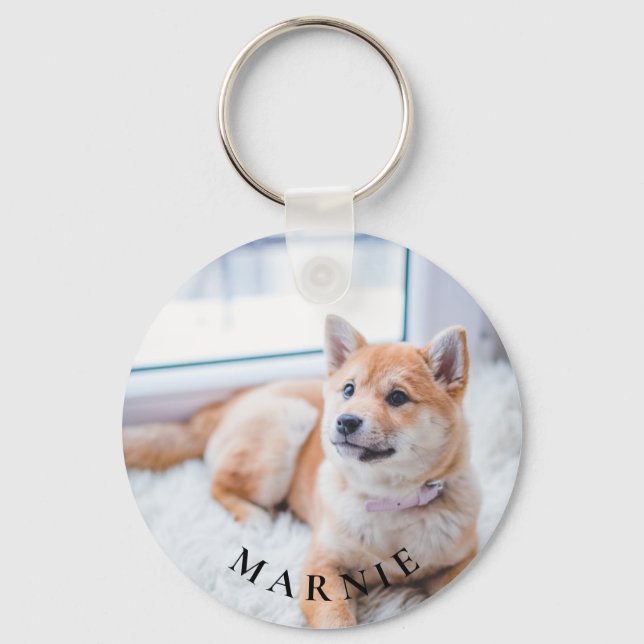 Custom Pet Photo and Name Double Sided Keychain (Front)