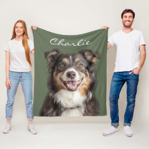 Custom Pet Photo And Name Fleece Blanket