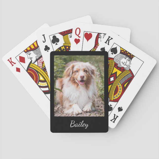 Custom Pet Photo and Name Script Playing Cards (Back)