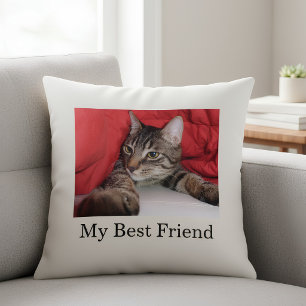 Custom Pet Photo And Optional Text Personalized Throw Pillow
