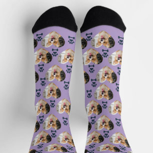 Custom Pet Photo and Paw Prints Socks