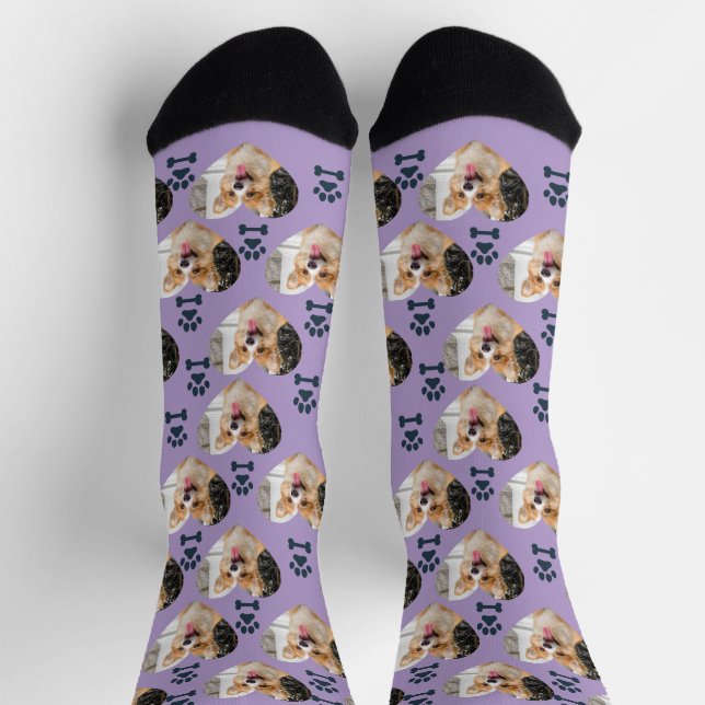 Custom Pet Photo and  Paw Prints Socks (Top)