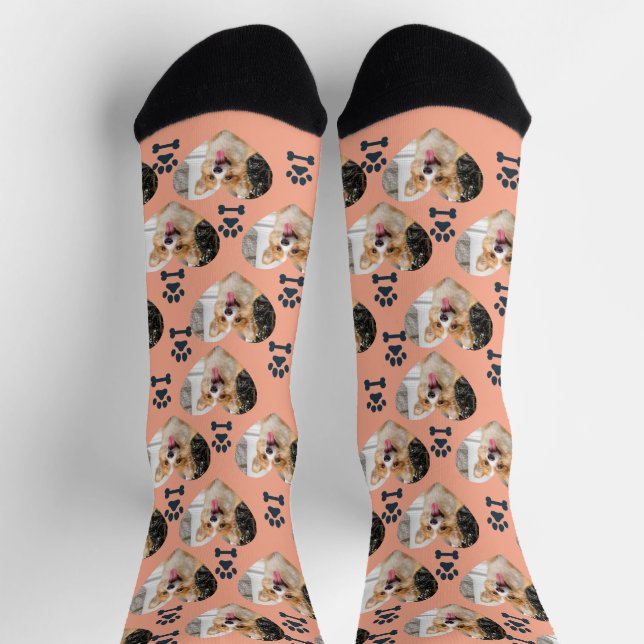 Custom Pet Photo and  Paw Prints Socks (Top)