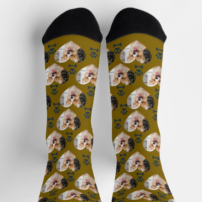 Custom Pet Photo and  Paw Prints Socks (Top)
