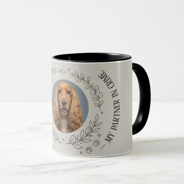 Custom Pet Photo Art Gold Elegant Frame Coffee Mug (Front Right)