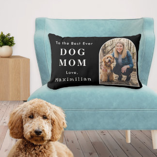 Custom Pet Photo Best Ever Dog Mom Personalized Lumbar Pillow