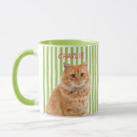 Custom Pet Photo Cat Dog Owner Green Stripe