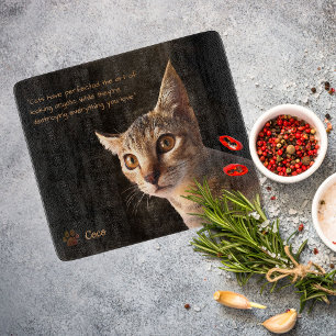 Custom Pet Photo Cat Dog with Name Quote Template Cutting Board