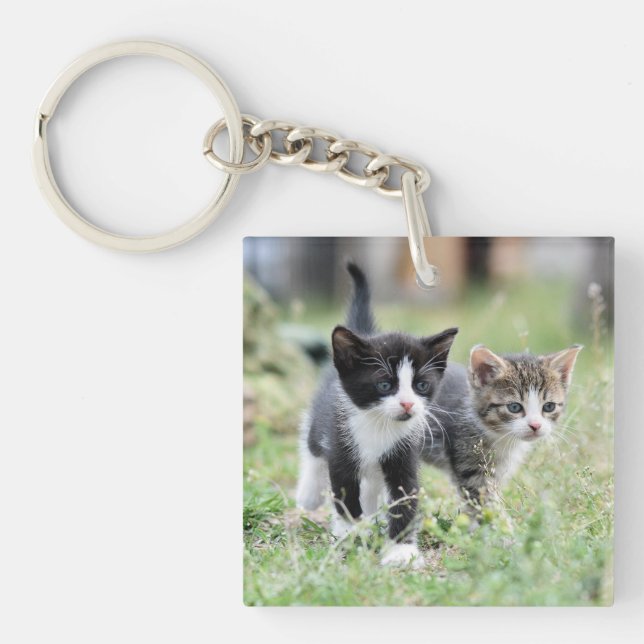 Custom Pet Photo Cat Keepsake Keychain (Front)
