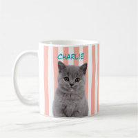 Custom Pet Photo Cat Mom Dog Lover Pink Stripe