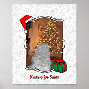 Custom Pet Photo Christmas Santa Hat HO HO HO Poster