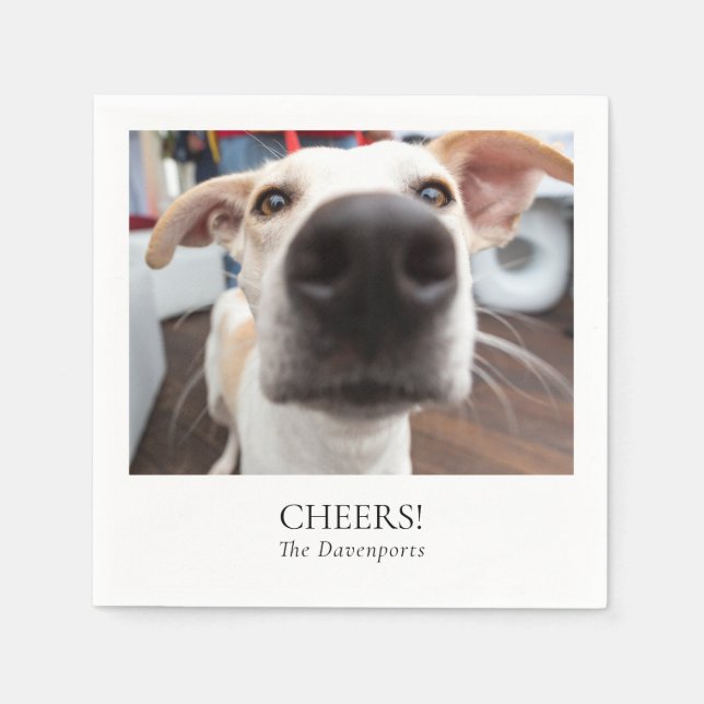 Custom Pet Photo Cocktail Napkins for Weddings  (Front)