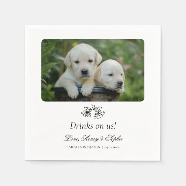 Custom Pet Photo Cocktail Napkins for Weddings  (Front)