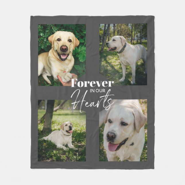 Custom Pet Photo Collage Memorial Keepsake Fleece Blanket (Front)