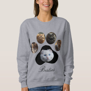 Custom Pet Photo Collage Paw Print Shape  Sweatshirt