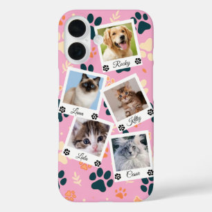 Custom Pet Photo Collage Phone Case with Names 