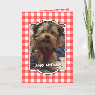 Custom Pet Photo Country Red Buffalo Check Plaid Card