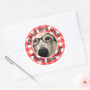 Custom Pet Photo Country Red Buffalo Check Plaid Classic Round Sticker