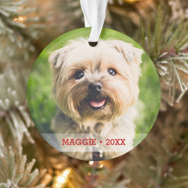 Custom Pet Photo Cute Dog Cat Christmas Tree Ornament (Tree)
