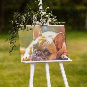 Custom Pet Photo Dates Memorial Picture Frenchie Canvas Print