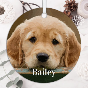 Custom Pet Photo Dog Lover Modern Simple  Keepsake Metal Ornament