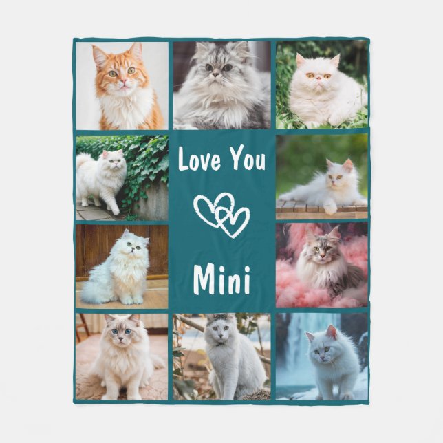 Custom Pet Photo Dog or Cat Memorial Gift Fleece Blanket (Front)