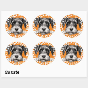 Custom Pet Photo Dog Paw Prints in Hearts Frame Classic Round Sticker