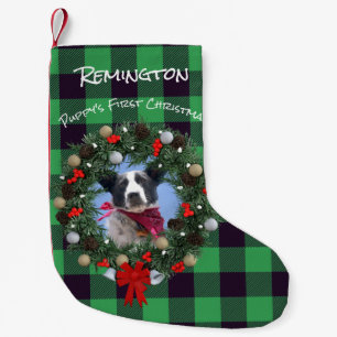 Custom Pet Photo First Christmas Wreath Template Small Christmas Stocking