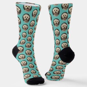 Custom Pet Photo Light Teal Trendy Custom Socks