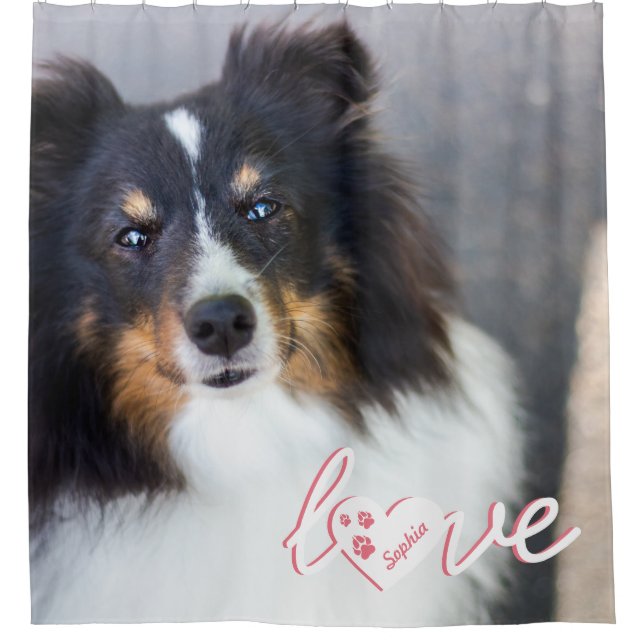 Custom Pet Photo & Love Text With Paws & Name (Front)