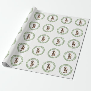 Custom Pet Photo Modern Sage Green Cute Paw Print Wrapping Paper