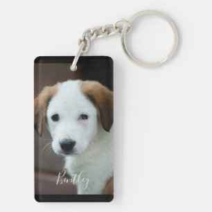 Custom pet photo modern simple personalized  keychain