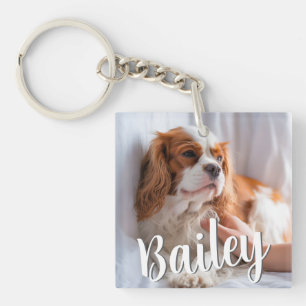 Custom Pet Photo & Name Keychain