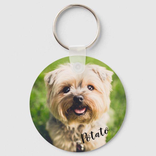Custom Pet Photo & Name Keyring (Front)